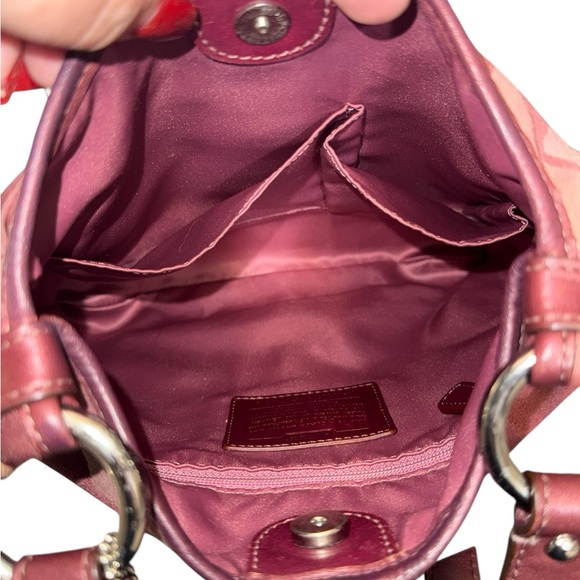 Coach Penelope Optic Art Signature Hippie Plum Crossbody w Metallic Leather Trim - Picture 7 of 10